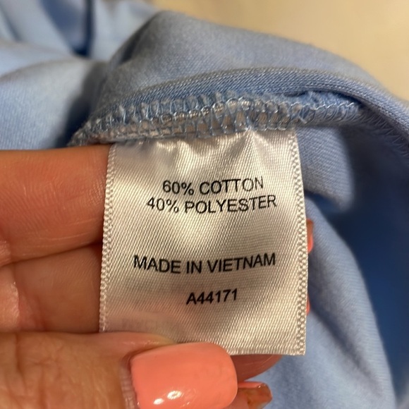 Appleseed’s cotton stretch cross over top / 3/4 sleeve fitted light blue size SM - Picture 8 of 12